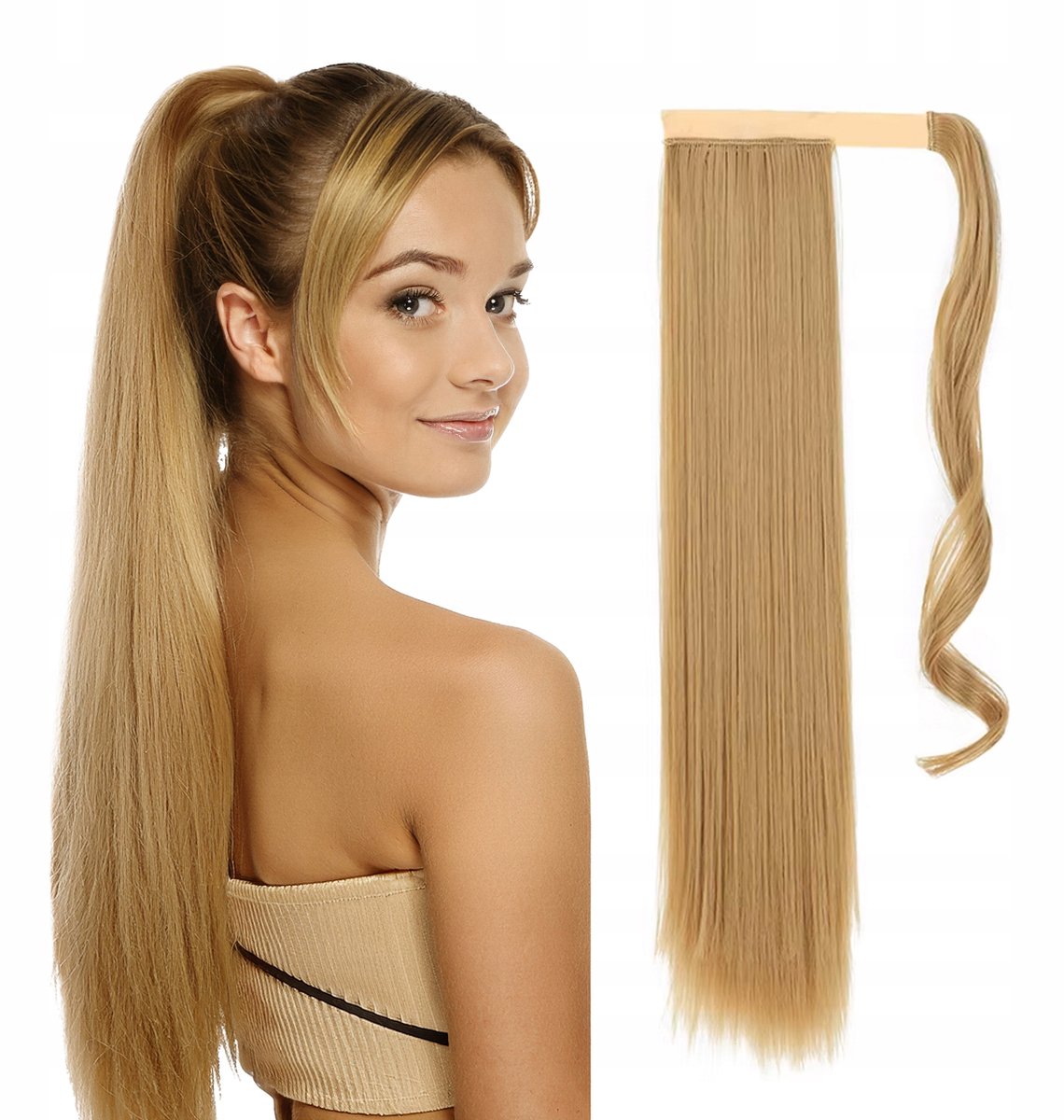Merkloos Donkerblond Synthetisch Paardenstaart Haarstuk 60cm 140g