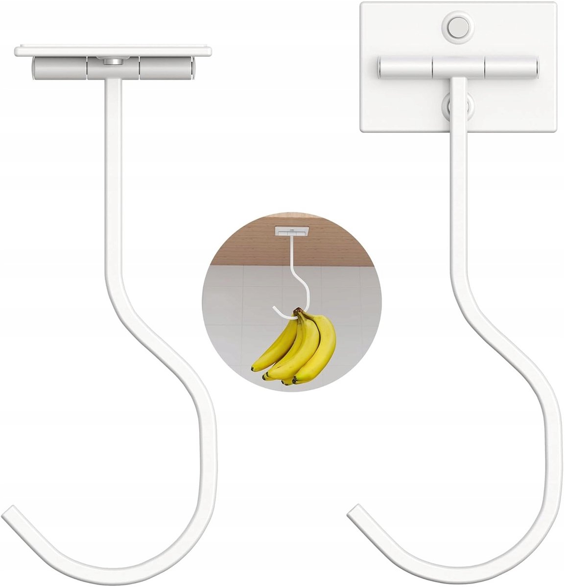 Set van 2 Zelfklevende Opvouwbare Haken voor Bananen - Wit