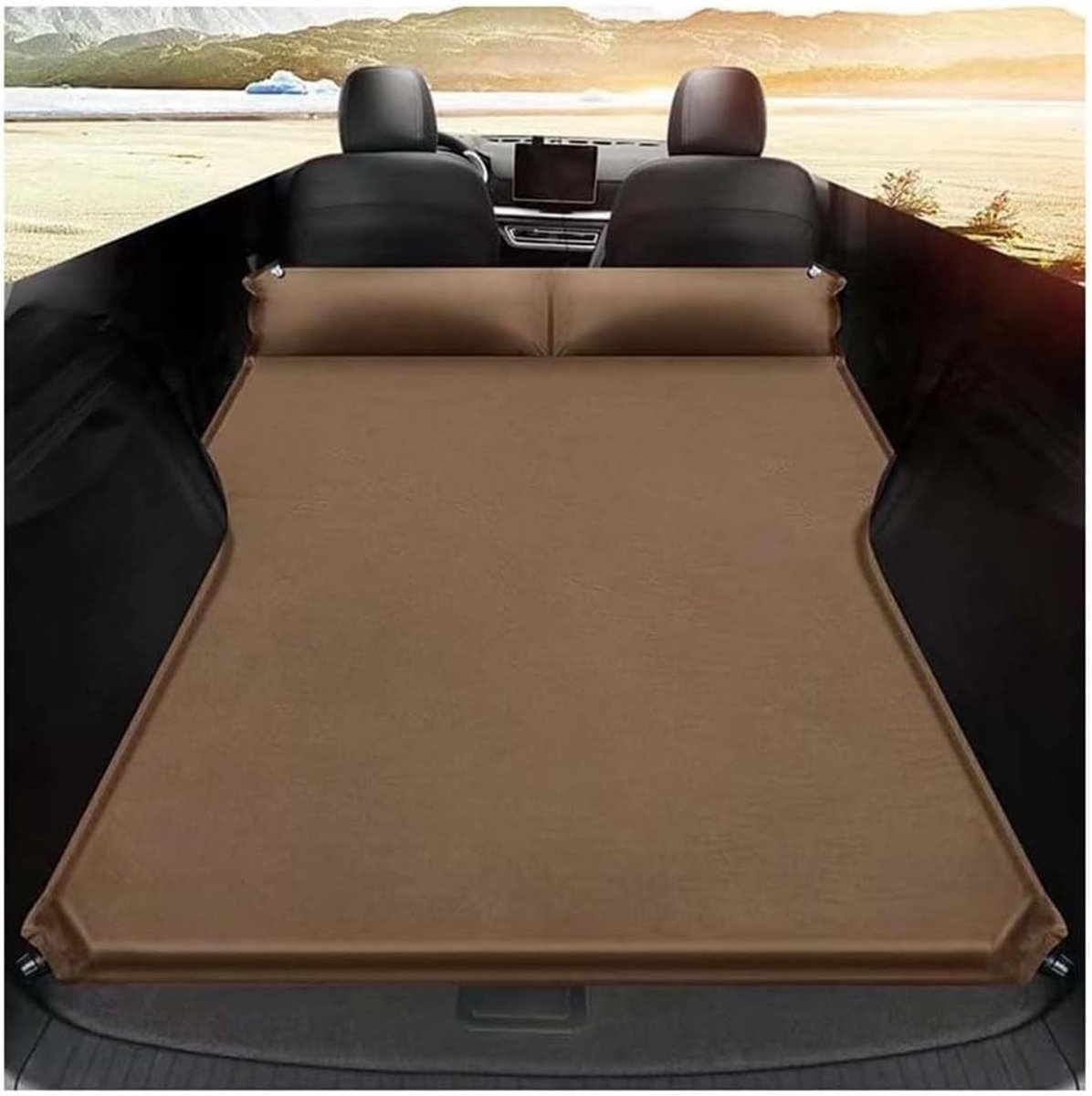 Opblaasbaar Luchtbed - Autobed Kampeerbed - Reizen en Kamperen - Ergonomisch Ontwerp - Normaal - Bruin