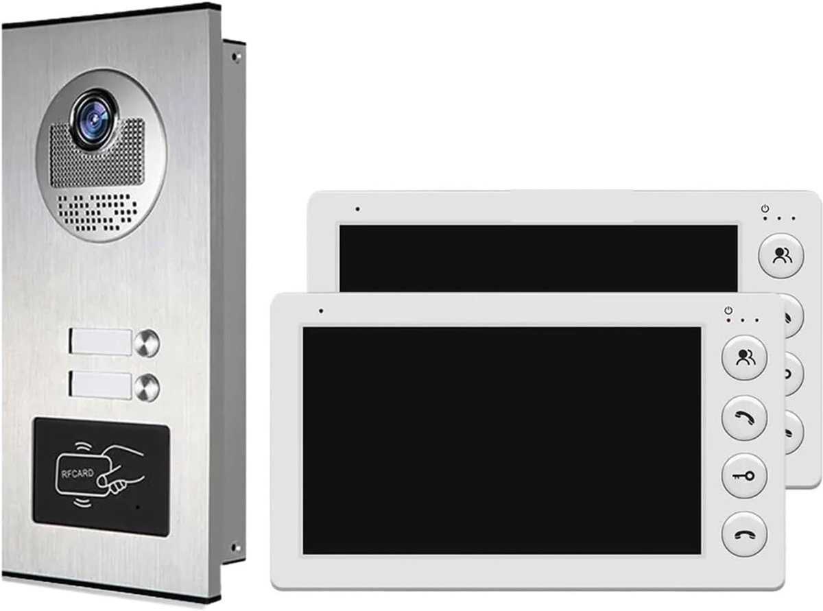 Videodeurbel RFID - Intercom Systeem - Toegang Verlenen - Waterdicht Nachtzicht - Voor 2 Appartementen - One Color