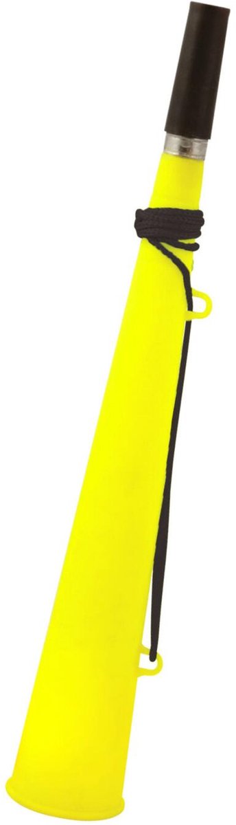 Henbrandt feest / party blaas toeters - set 1x stuks - neon geel - 37 cm - feestartikelen verjaardag - geluidmakers - hoorns - supporters