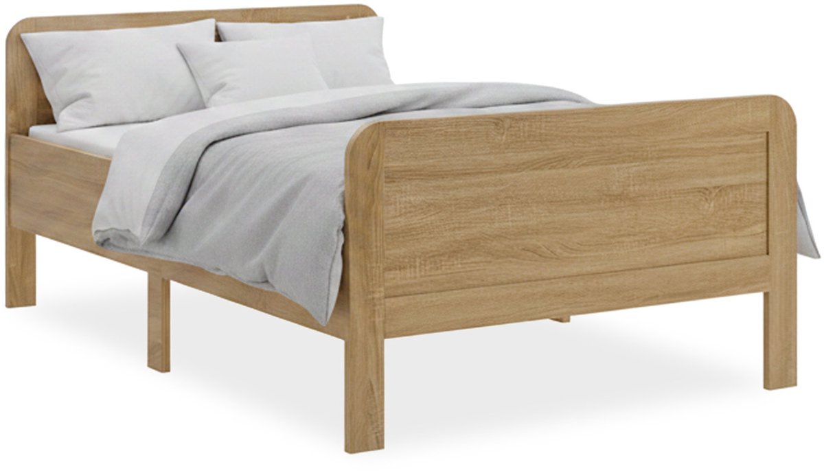 Homestyle4u Seniorenbed - 140x200 cm - Houten bed - extra hoog - Natuur Bruin