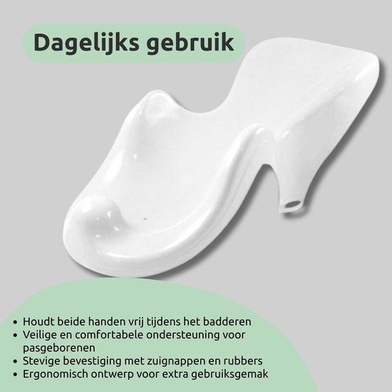 Wit baby badzitje met zuignappen, 'Dagelijks gebruik'.