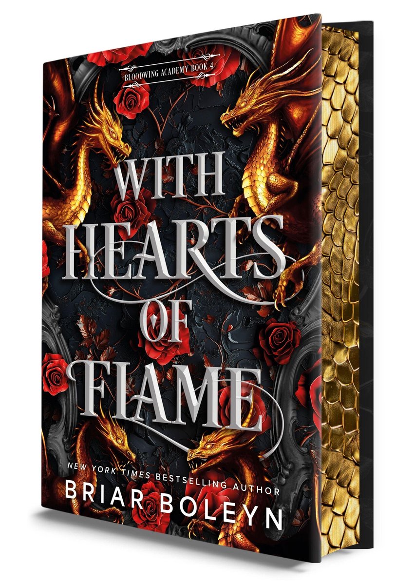 Omslag van With Hearts of Flame (Deluxe Limited Edition): A Dark Academia Romantasy Novel of Vampires and Dragons Featuring Stenciled Edges and Illustrated Endpa