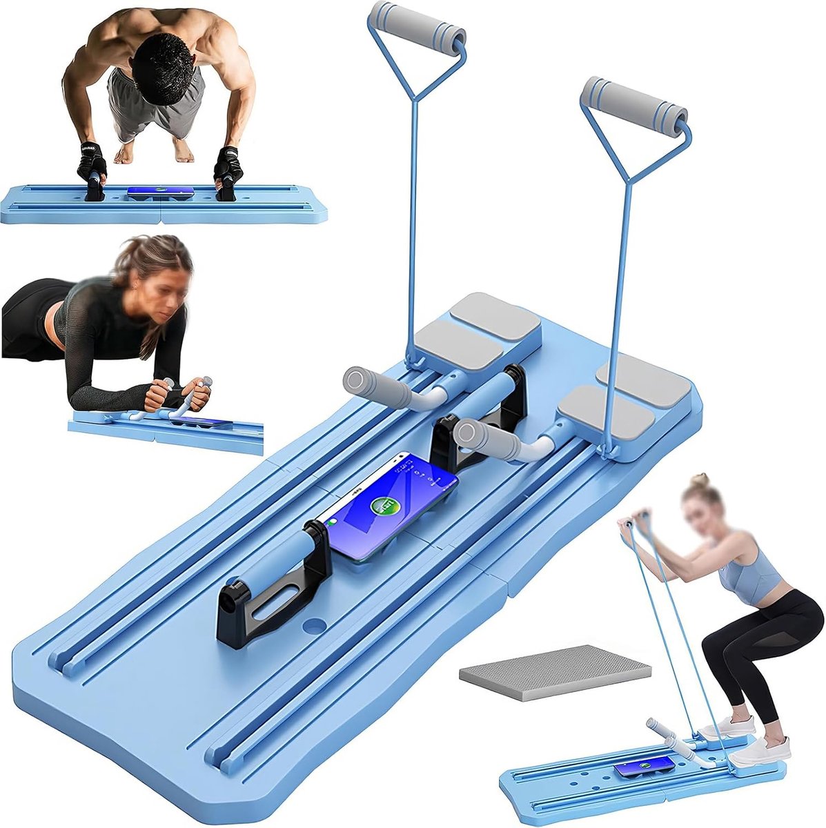Pilates Bord - Fitness Set - Thuis Trainen - Opvouwbaar Ontwerp - 93 cm Uitgevouwen - Blauw