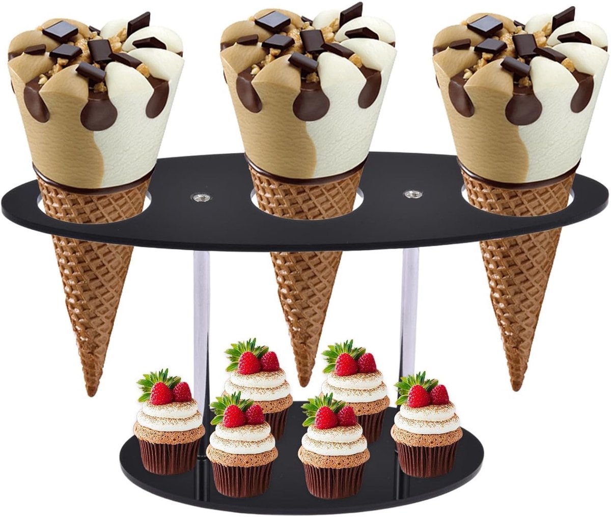 Acryl IJshouder - Cone Display - Dessert Presentatie - Verbeterde Stabiliteit - 19x12x9.5c