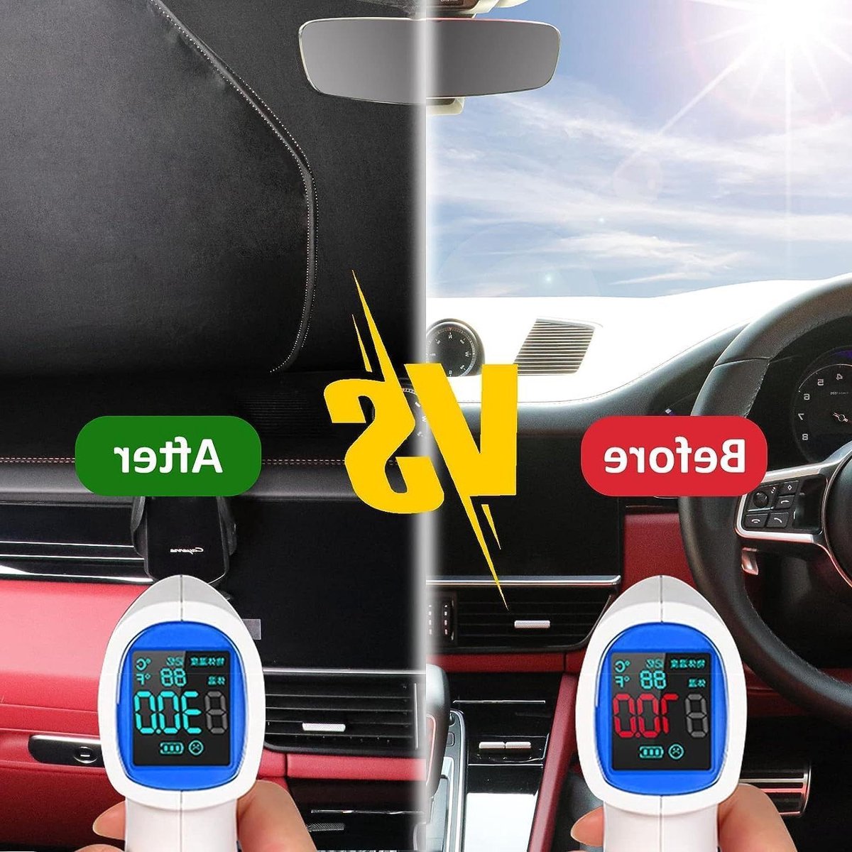 Voorruit zonnescherm - Auto zonnescherm UV-bescherming - Auto interieur koel houden - Opvouwbaar en snel te installeren