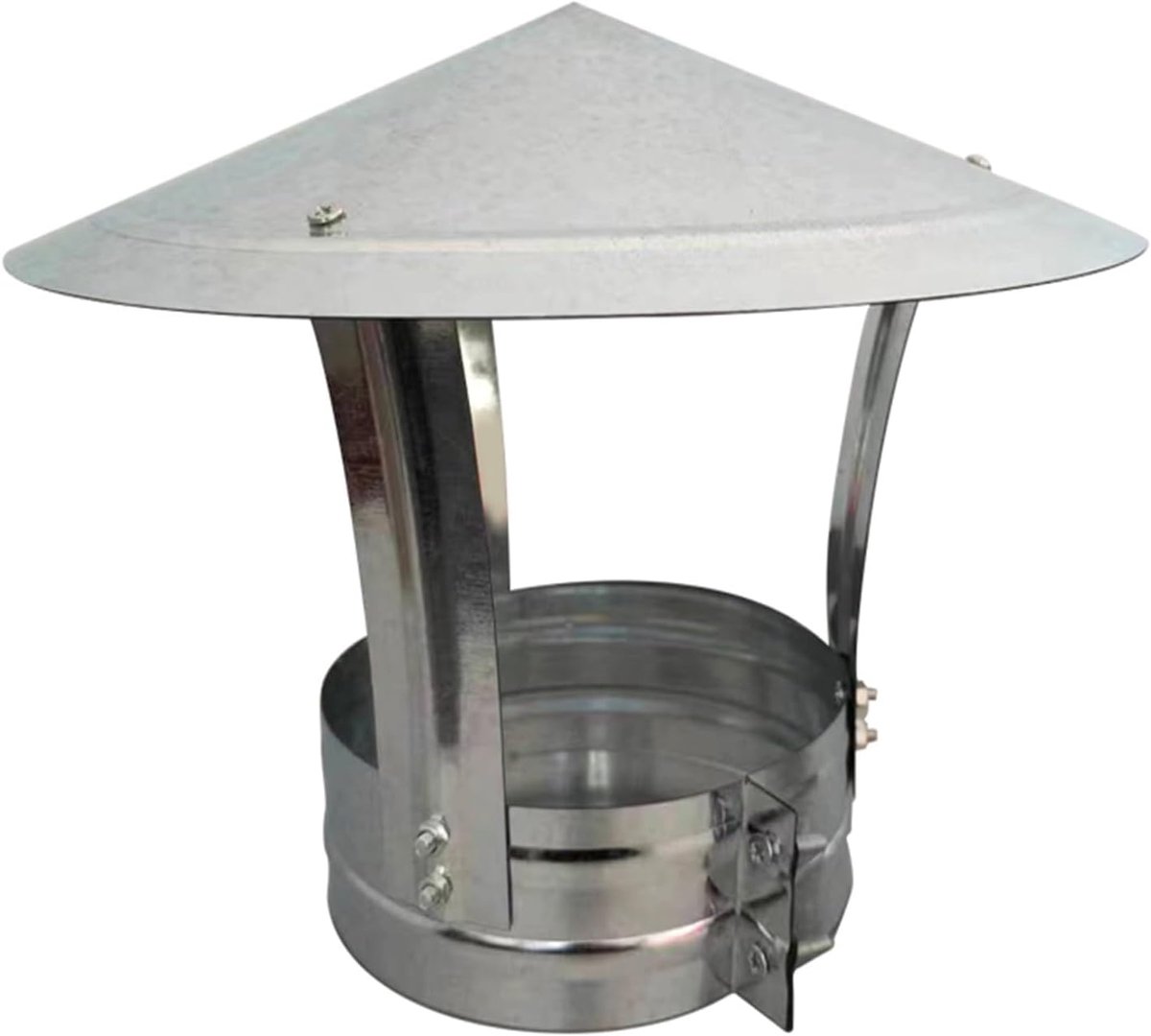 Schoorsteen Regenkap - Dakafdekking Metaal - Schoorsteen Beschermen - Verzinkt Staal Kegelvorm - 12 cm Diameter - Zilver