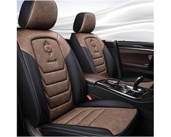Stoelhoezen Universele Set - Autostoelhoezen Leer - Auto Interieur Beschermen - All-Inclusive Ontwerp - Voor & Achter - Bruin
