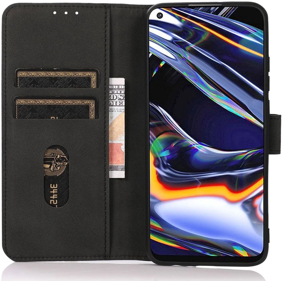 KHAZNEH Oppo Reno 10 / 10 Pro Hoesje Retro Wallet Book Case Zwart