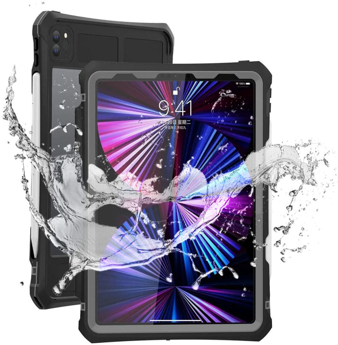 iPad Pro 11 (2020/2021) Hoes Waterdicht Full Protect Cover IP68 Zwart