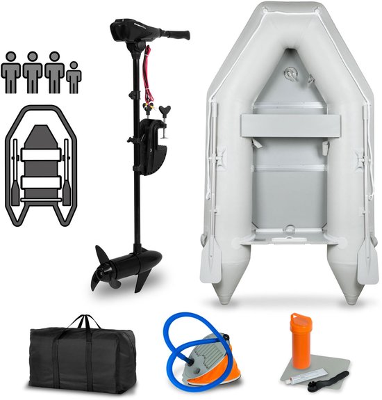 EBERTH opblaasboot met motor — 3 personen, 50 lbs
