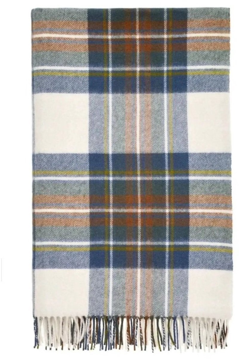 Plaid Tartan Muted Blue Stewart - Merino Lamswol - 140x185 - Bronte by Moon Scotland