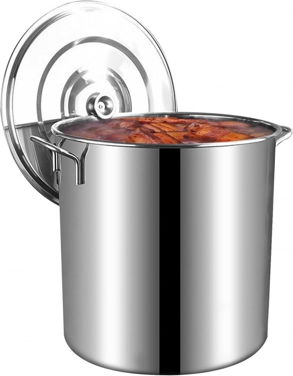 Soeppan Kookpan - Grote pan - Grote maaltijden bereiden - Hoogwaardig roestvrij staal - 35 Liter - Zilverkleurig