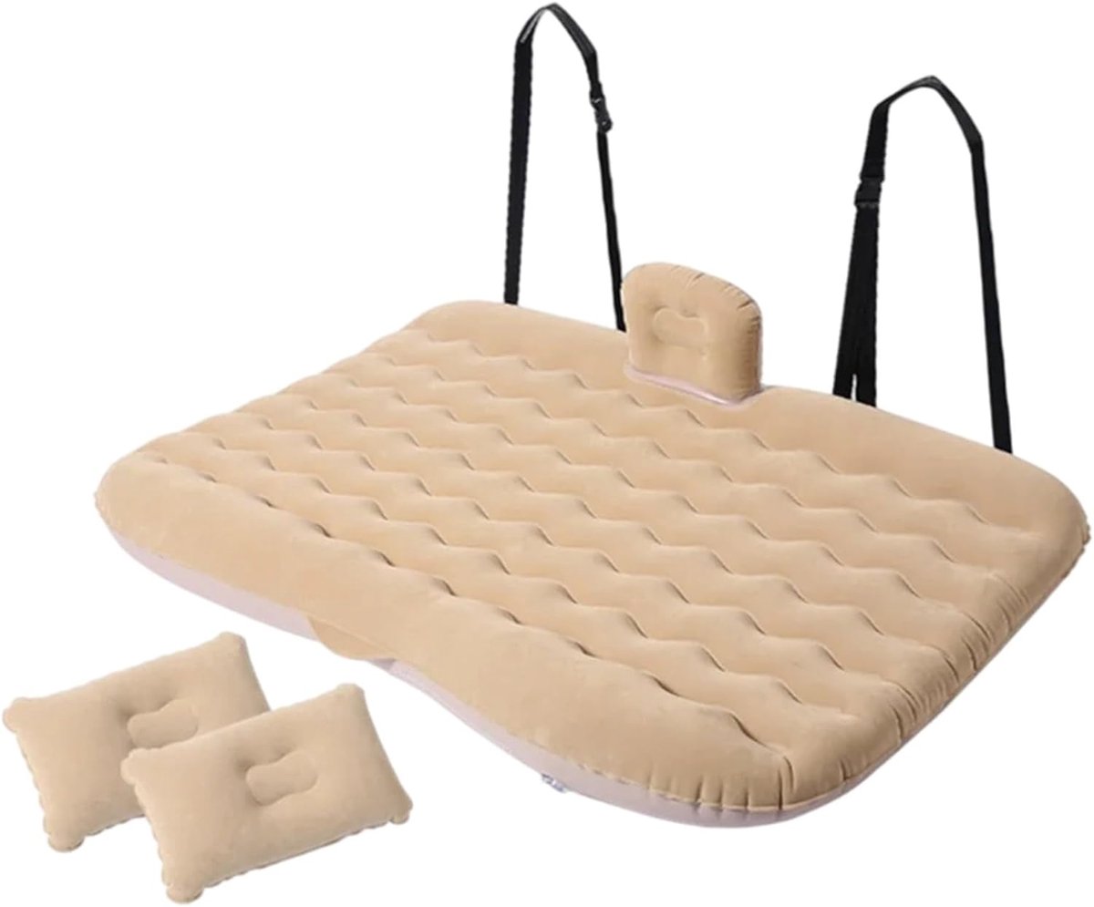 Draagbaar Luchtmatras - Autobed Reismatras - Reizen en Kamperen - Universeel voor Achterbank - 130 x 80 cm - Beige