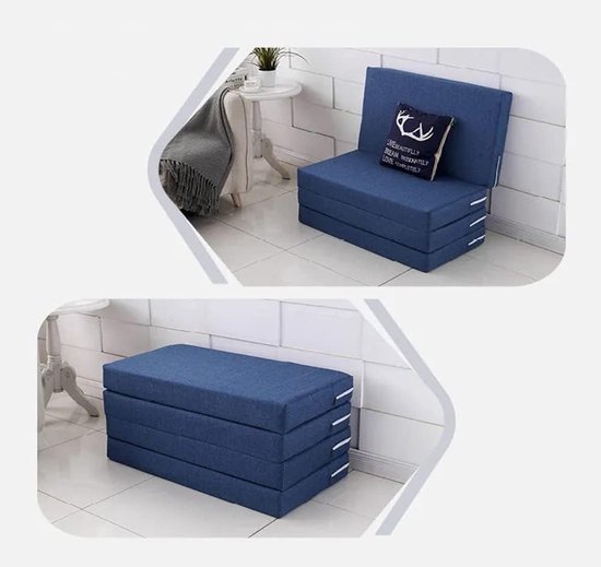 Reismatras Eenpersoons - Vouwmatras Gastenbed - Comfortabel Slapen - Hoge Veerkracht Spons - Opvouwbaar - Donkergrijs — afbeelding 3