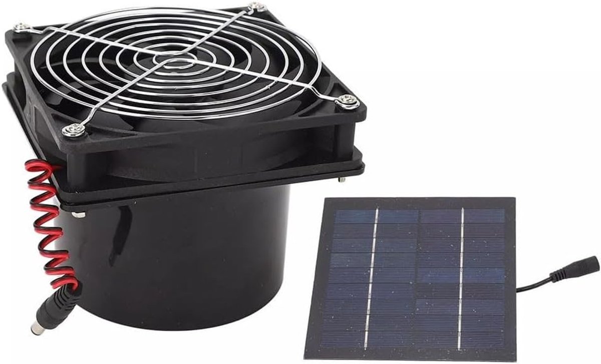 Zonne Ventilator - Zonnepaneel Ventilatie - Luchtcirculatie Cre0ren - Krachtig Zonnepaneel - 10 x 5 x 5 cm - Zwart