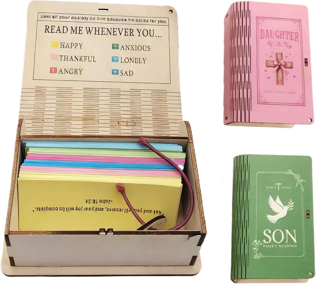 Bijbelversdoos - Schriftdecoratie Geloofskaarten - Dagelijkse Inspiratie - 150 Opbeurende Verzen - 11 x 7 x 4.5 cm - Groen