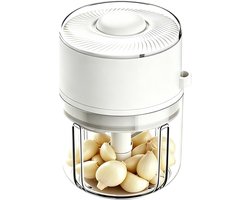 Knoflook Hakker - Mini Keukenmachine - Snel Ingrediënten Snijden - Draadloos Werken - 350 ml Capaciteit - Wit