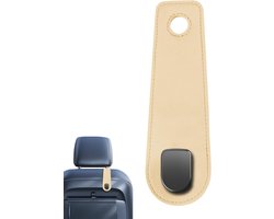 Hoofdsteun Haken - Auto Organizer - Tas Ophangen - PU Leer - 16 cm - Beige