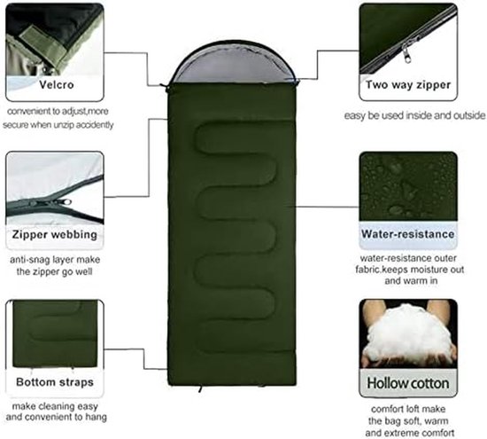 Kampeer Slaapzak - Outdoor Slaapzak - Kamperen en Reizen - Waterdicht Ademend Warm - Verdikt Ontwerp - Blauw — afbeelding 3