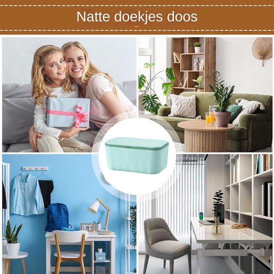 Doekjesbox - Tissues Houder - Babyverzorging - Luchtdicht Deksel - 20x12x9.5 cm - Groen — afbeelding 3
