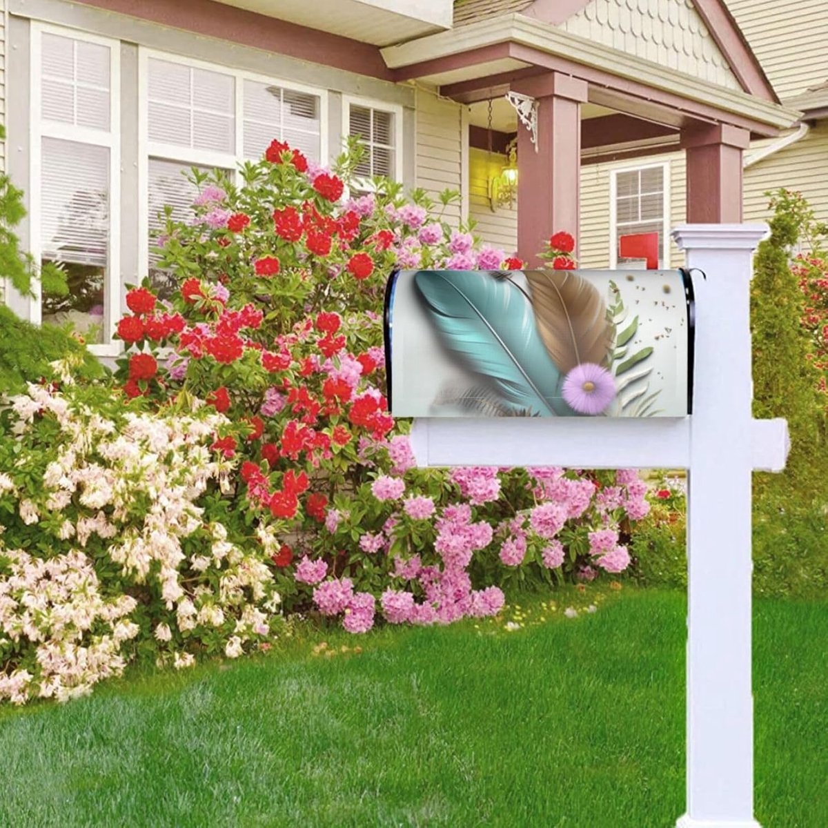 Brievenbushoezen Bloem - Tuindecoratie Buiten - Brievenbus Versieren - Magnetische Bevestiging - 645 x 533 cm - Zwart