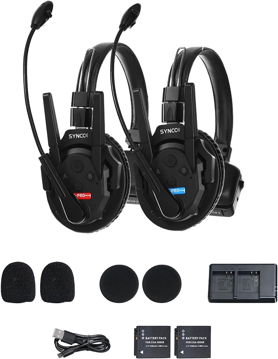 Draadloze Intercom Headset - Communicatie Systeem - Professionele Communicatie - Master Free Algoritme - 500 Meter Bereik - Zwart