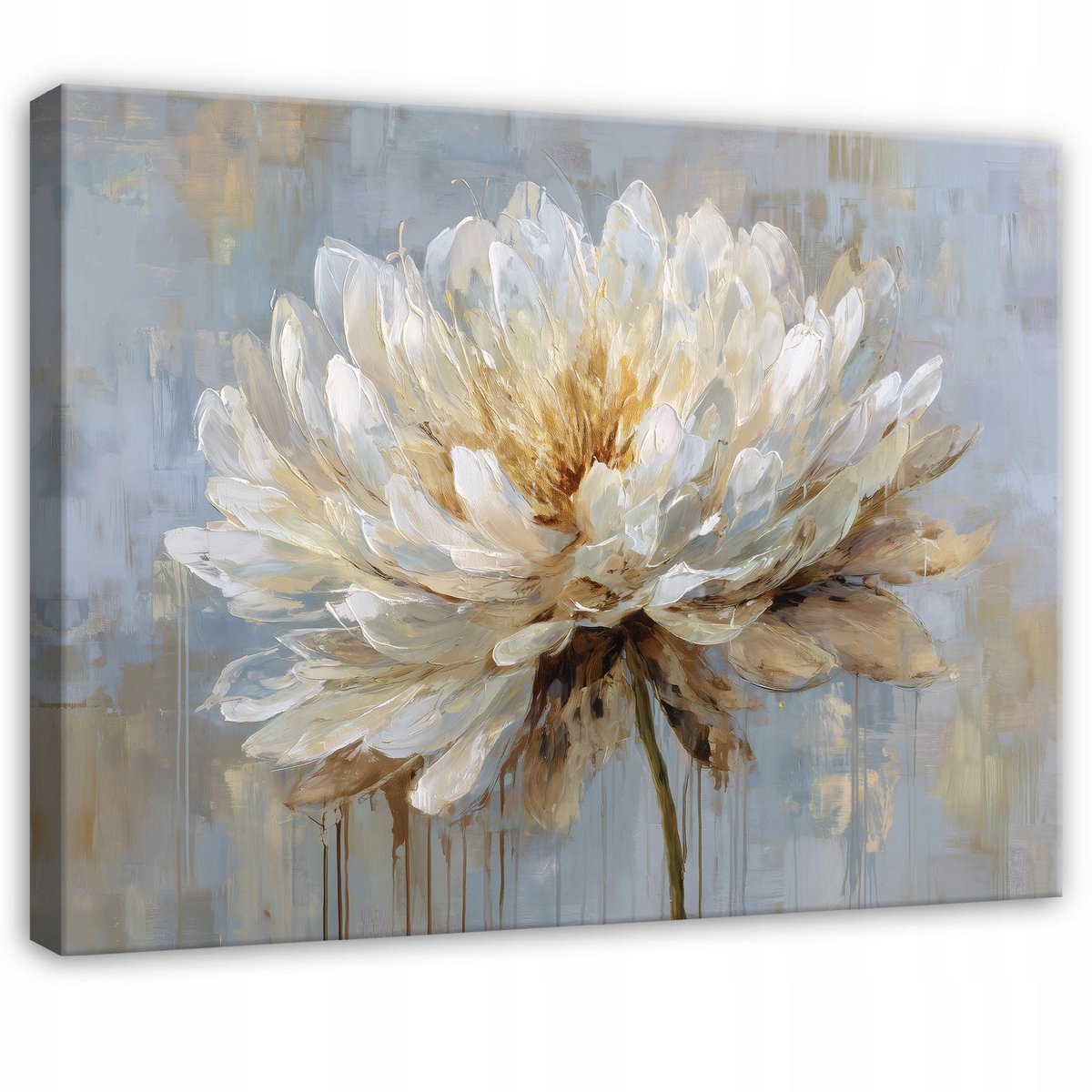 WALLARENA Schilderij op canvas - 40x30 cm - abstracte bloemen op beton - loft wanddecoratie woonkamer en slaapkamer Veelkleurig