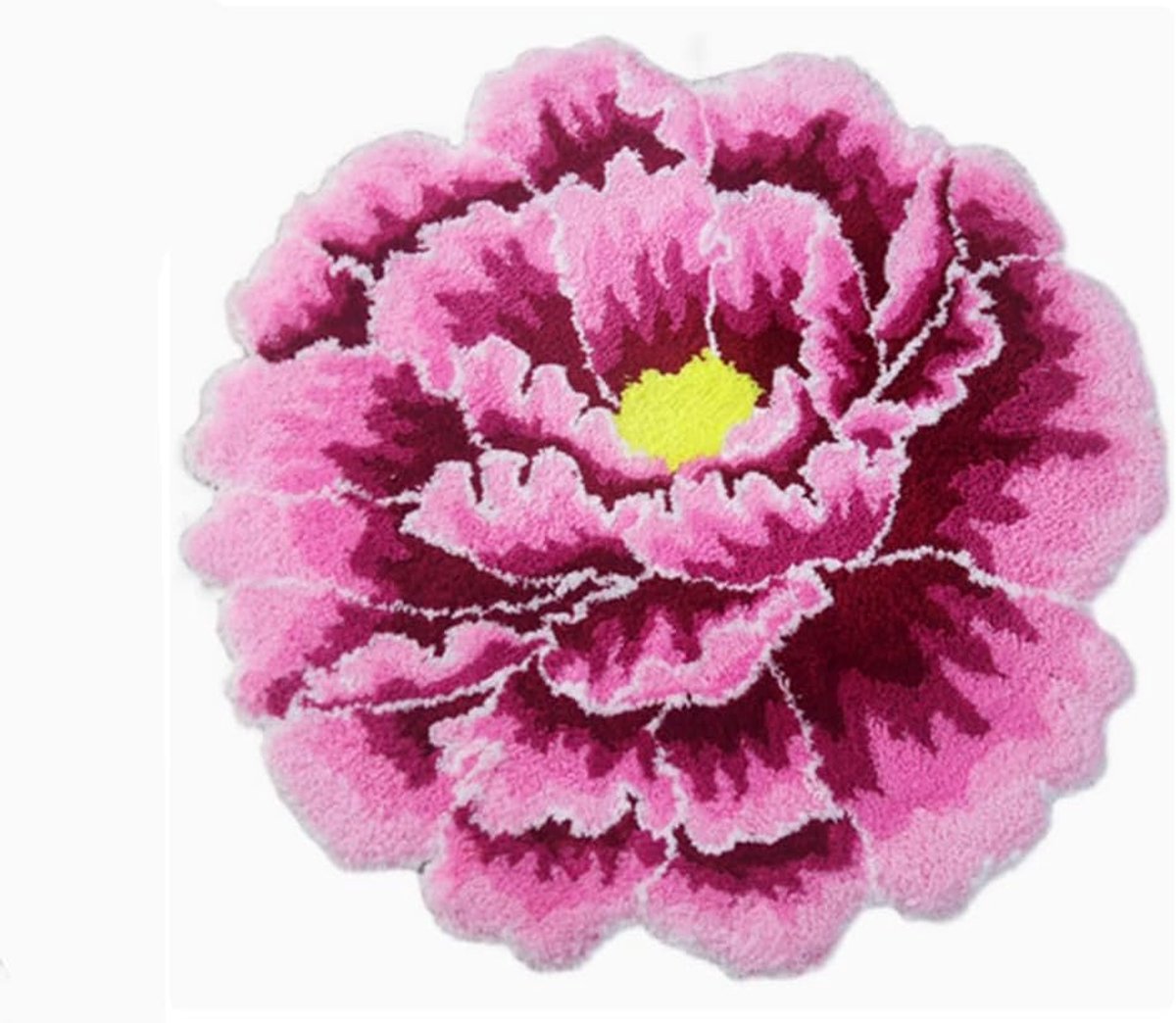 Rond vloerkleed met roze pioenrozenmotief, Geschikt voor slaapkamer, keuken en badkamer; modern bloemenpatroon vloerkleed; wasbaar, antislip douche-/badmat; afmeting 100x100 cm.