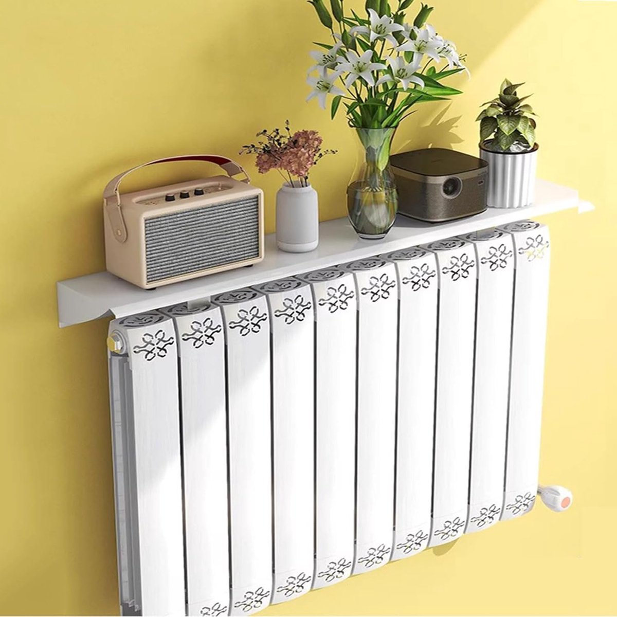 Radiator Plank - Verwarmingsrek - Warmte Redirectie - Zonder Boren - 50-170 cm - Wit