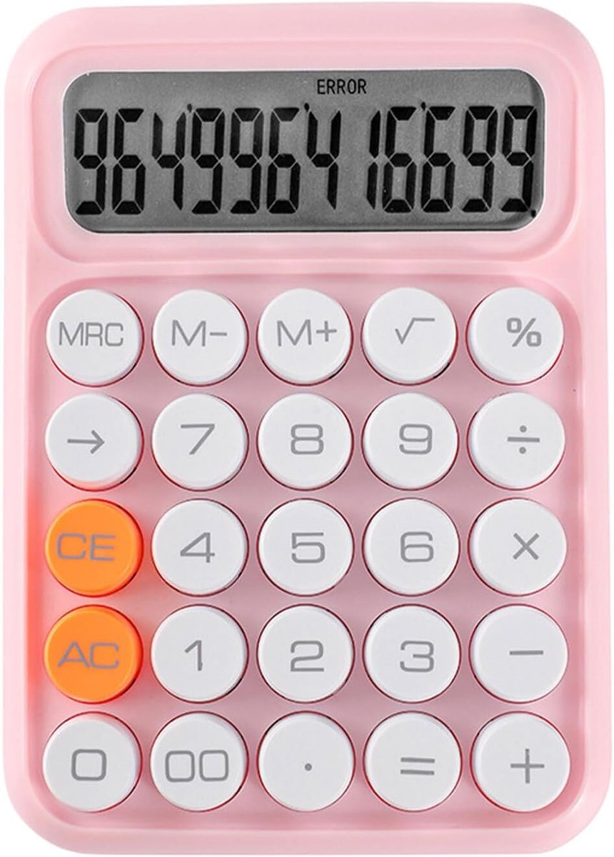 Rekenmachine - Toetsenbordcalculator - Dagelijkse Berekeningen - Modieuze Retro Stijl - 155 cm - Roze