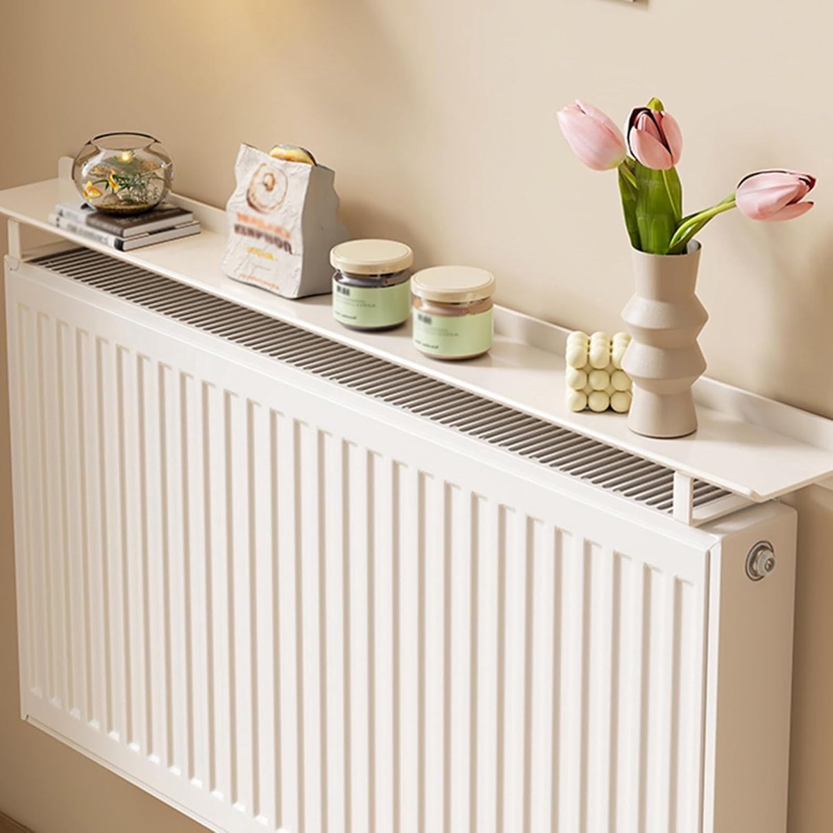 Radiator Plank - Decoratieve Afdekking - Ruimte Maximaliseren - Boorvrije Montage - 15 cm Breed - Wit
