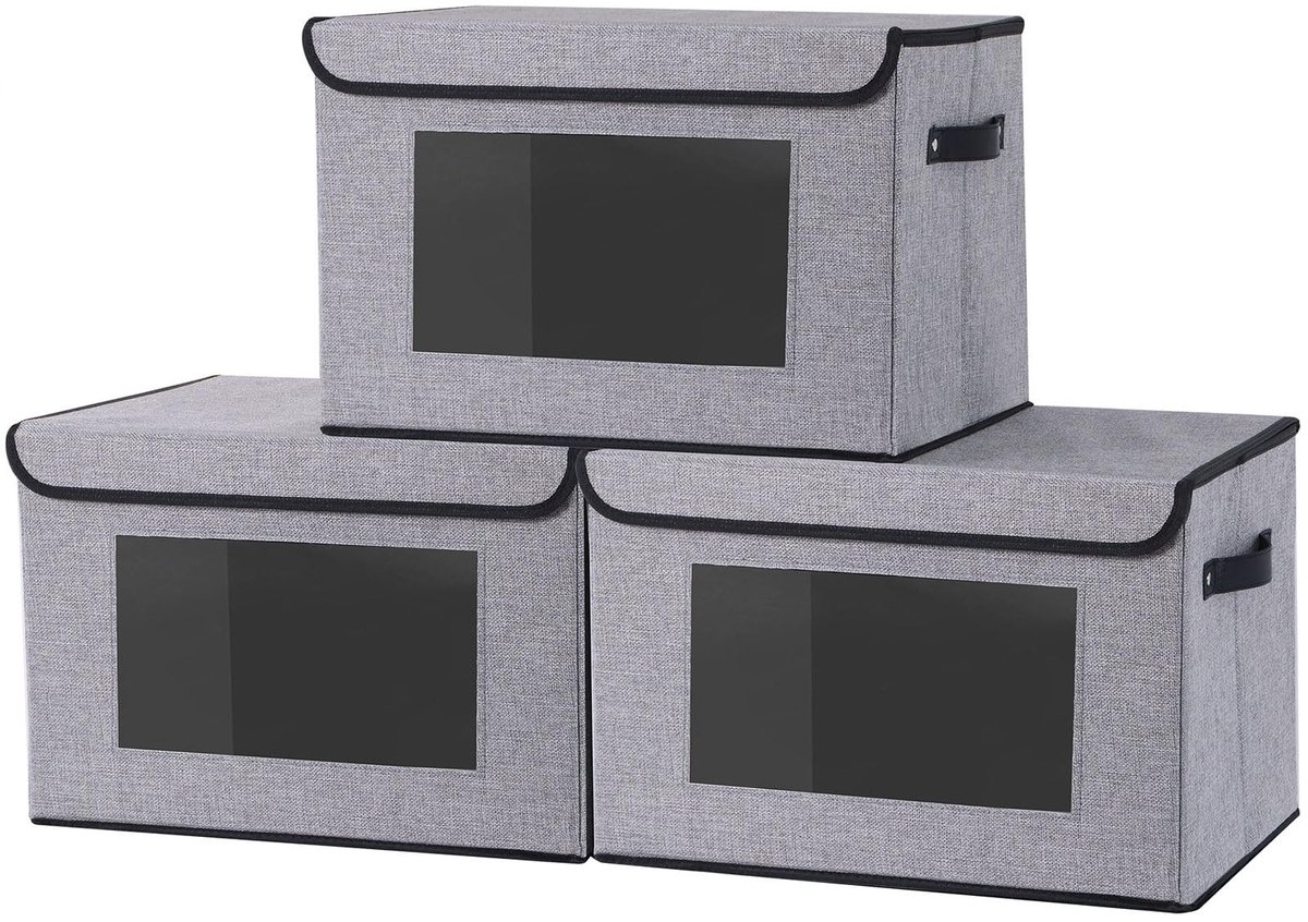 Omgoods - Set van 3 Vouwbare Opbergdozen met Deksel