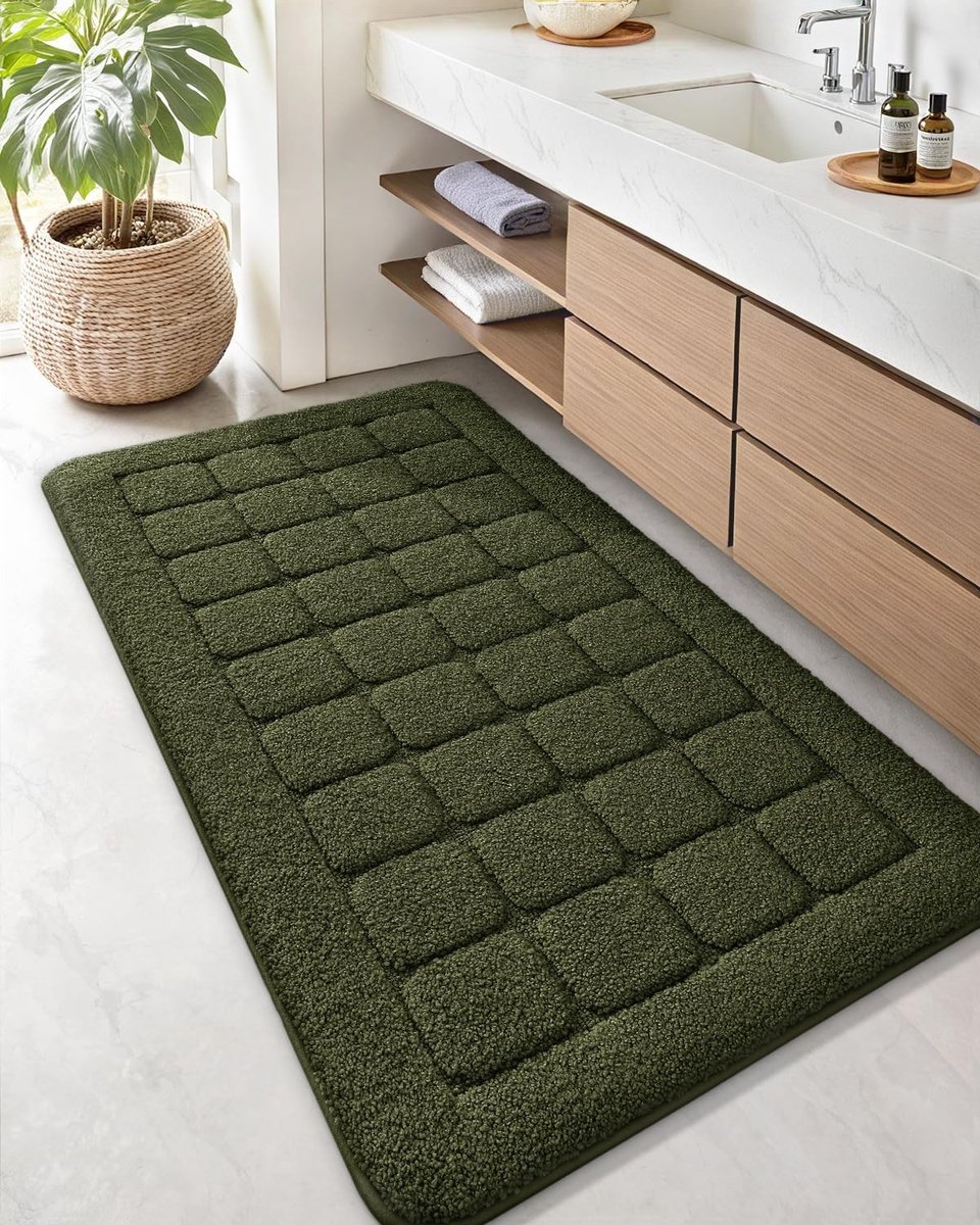 Omgoods - Lange Badmat Antislip en Wasbaar 61 x 110 cm Groen
