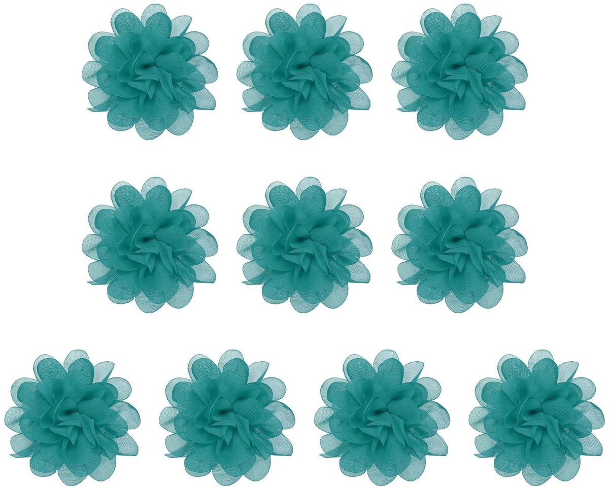Omgoods - 10 Stuks Chiffon Bloemen voor DIY Decoraties Turquoise