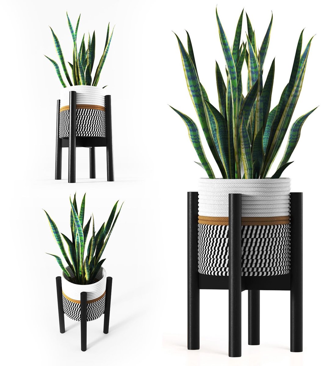 Omgoods - Set van Textiele Bloempotten met Bamboe Stand - Decoratieve Potten voor Binnen en Buiten
