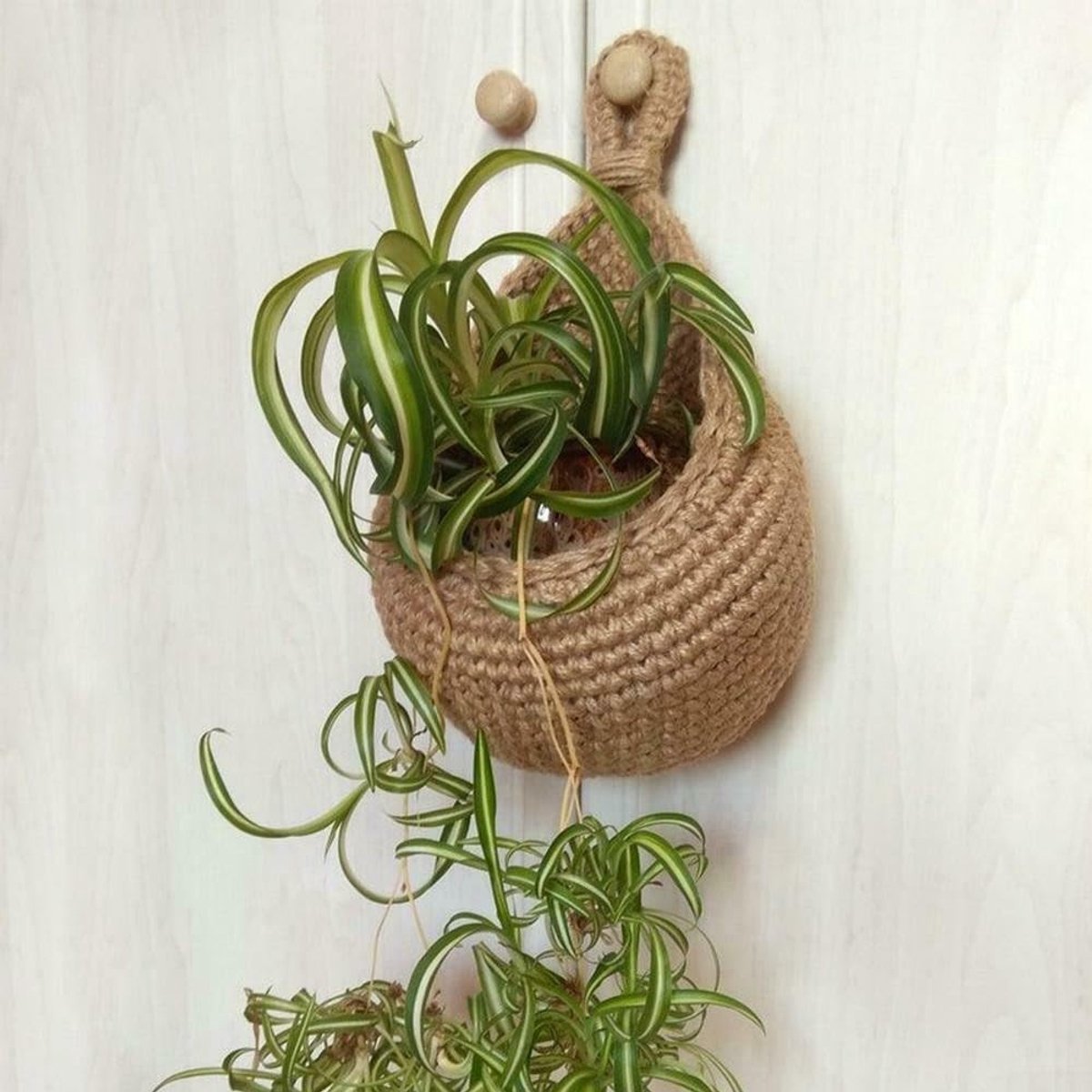 Omgoods- Hangmand Hoogwaardige Kwaliteit - Geweven Keuken Opbergmand - Jute Mand - Katoenen Touw - Ondersteuning voor Groente/Fruit - Afmetingen B21 x H21 x D23 cm