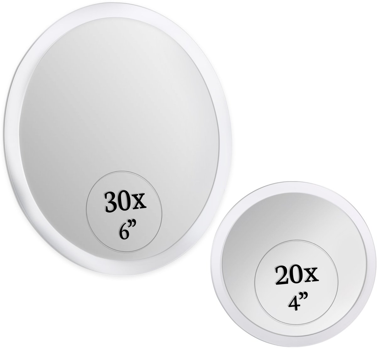 Omgoods - 30x en 20x Vergrotende Spiegel Set met Zuignappen - Ideaal voor Make-up en Wenkbrauwen