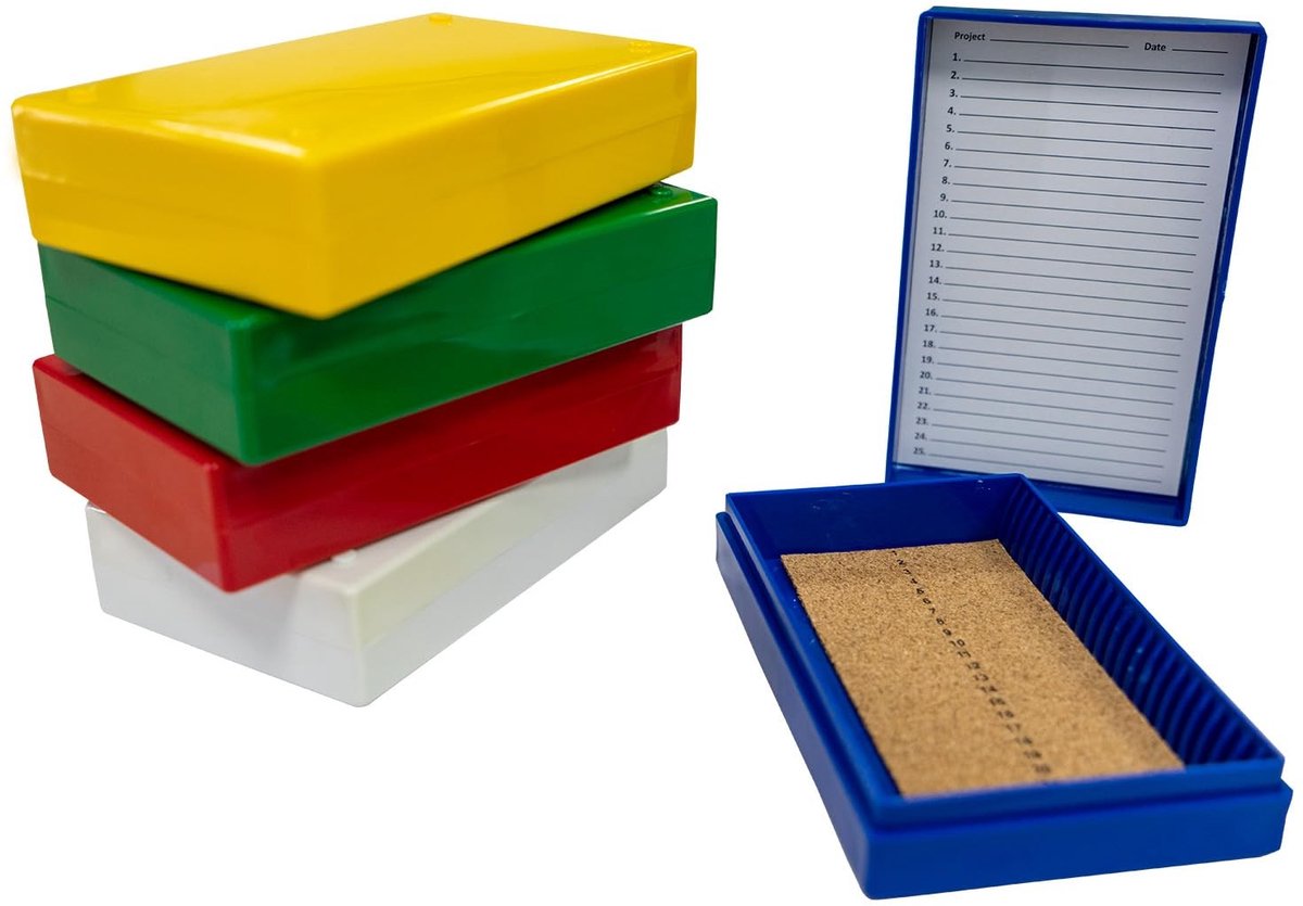 Omgoods - Set van 5 Microscoop Voorbereidingsdozen voor 25 Dia's