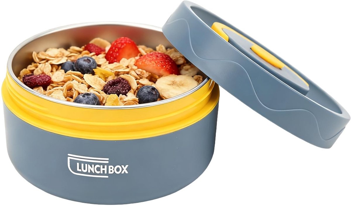 Omgoods- Lunchbox Geïsoleerd - 304 Roestvrij Staal - 420ml - Dubbele Laag - Draagbare Container - Voedsel Pot voor Werk/School - Voedselcontainer