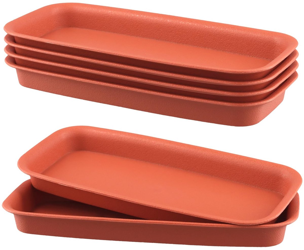Omgoods - Set van 6 Rechthoekige Plantenschotels 39.5x17x3 cm