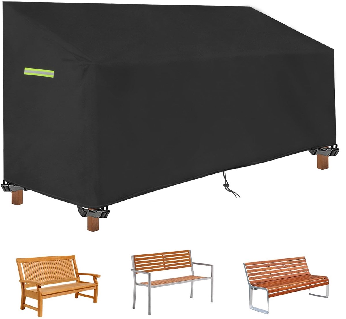 Omgoods - Waterdichte Tuinbankhoes 165 x 67 x 65/91 cm voor 3-Zits Bank