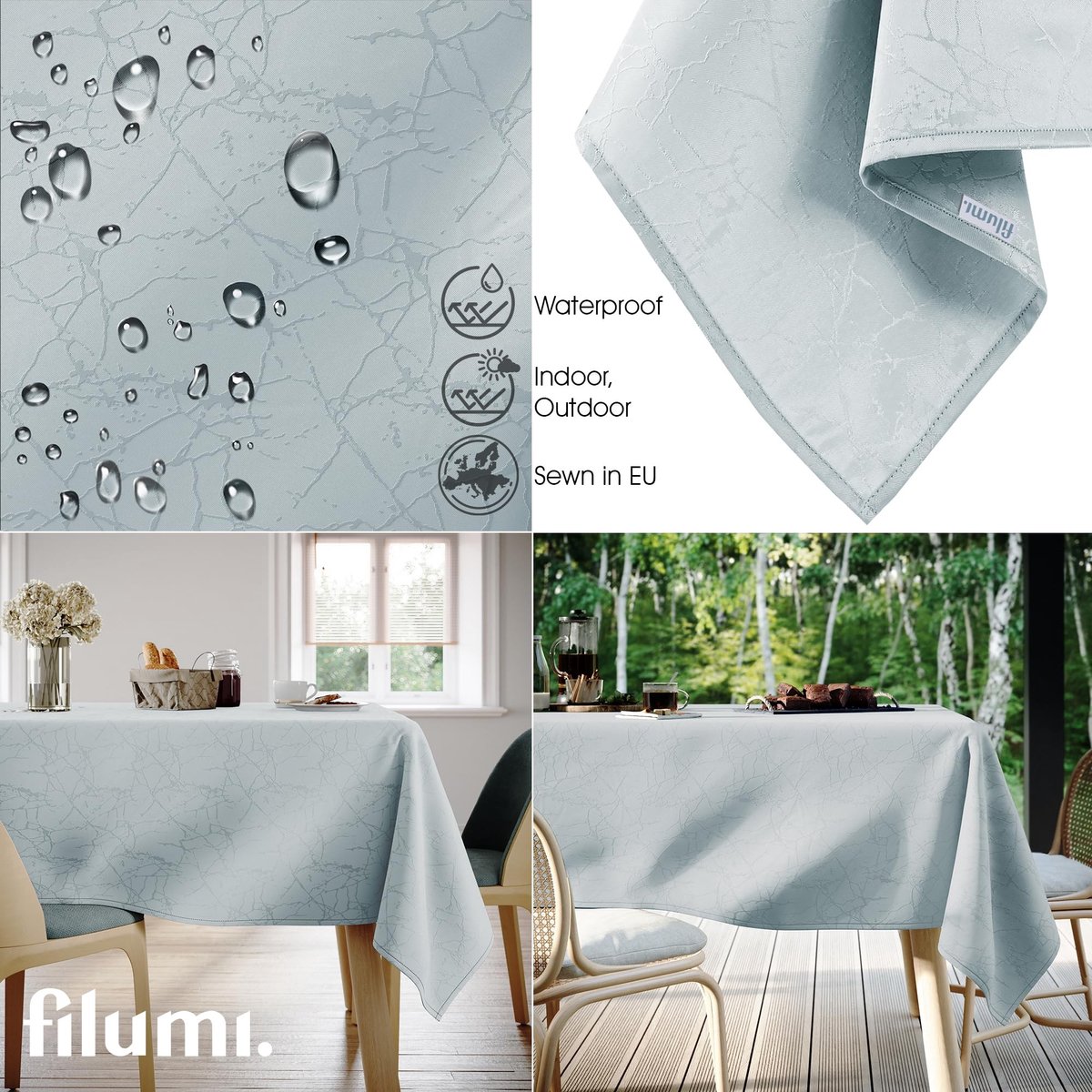 Omgoods - Wasbare Tafelkleed Ovaal 140 x 220 cm in Lichtgrijs