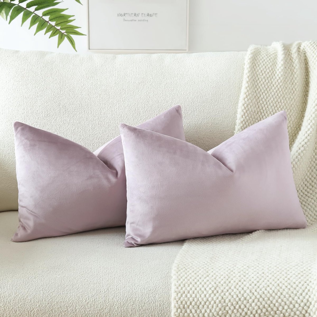 Omgoods - Set van 2 Velours Kussenhoezen 40 x 60 cm Roze-Paars