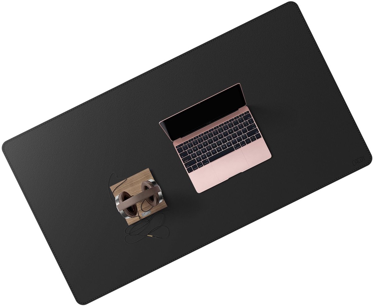 Omgoods - Grote PU Leren Bureau Mat - XXL Toetsenbord en Muismat (90x50cm, Zwart)