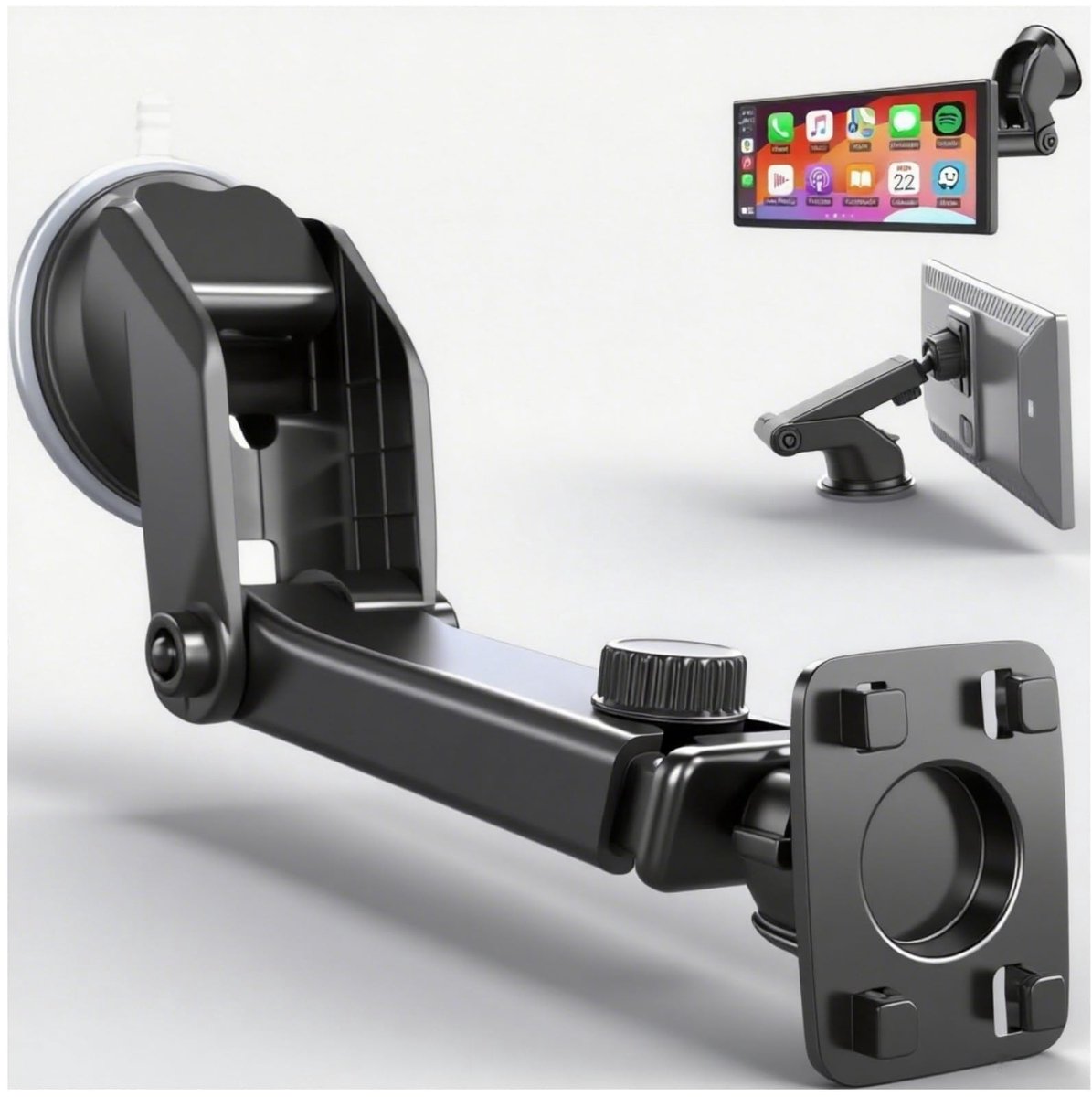 Omgoods - 360° Rotatie Zuignap Houder voor Autoradio met Draagbare Bevestiging