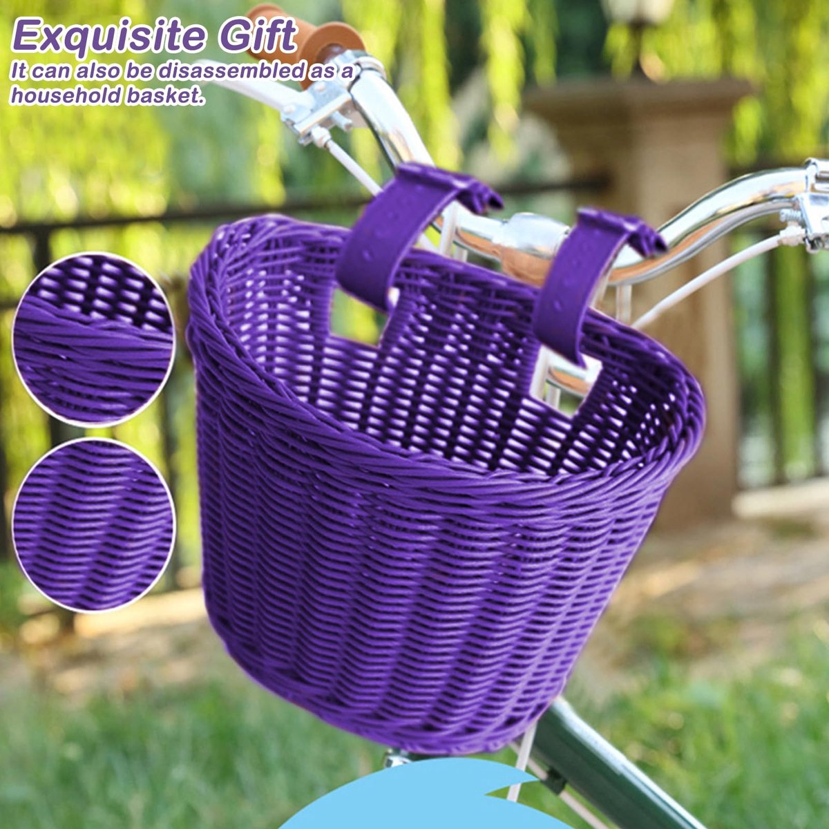 Omgoods - Voorzitje Fietmand voor Kinderen - Afneembaar met Leren Straps en Accessoires