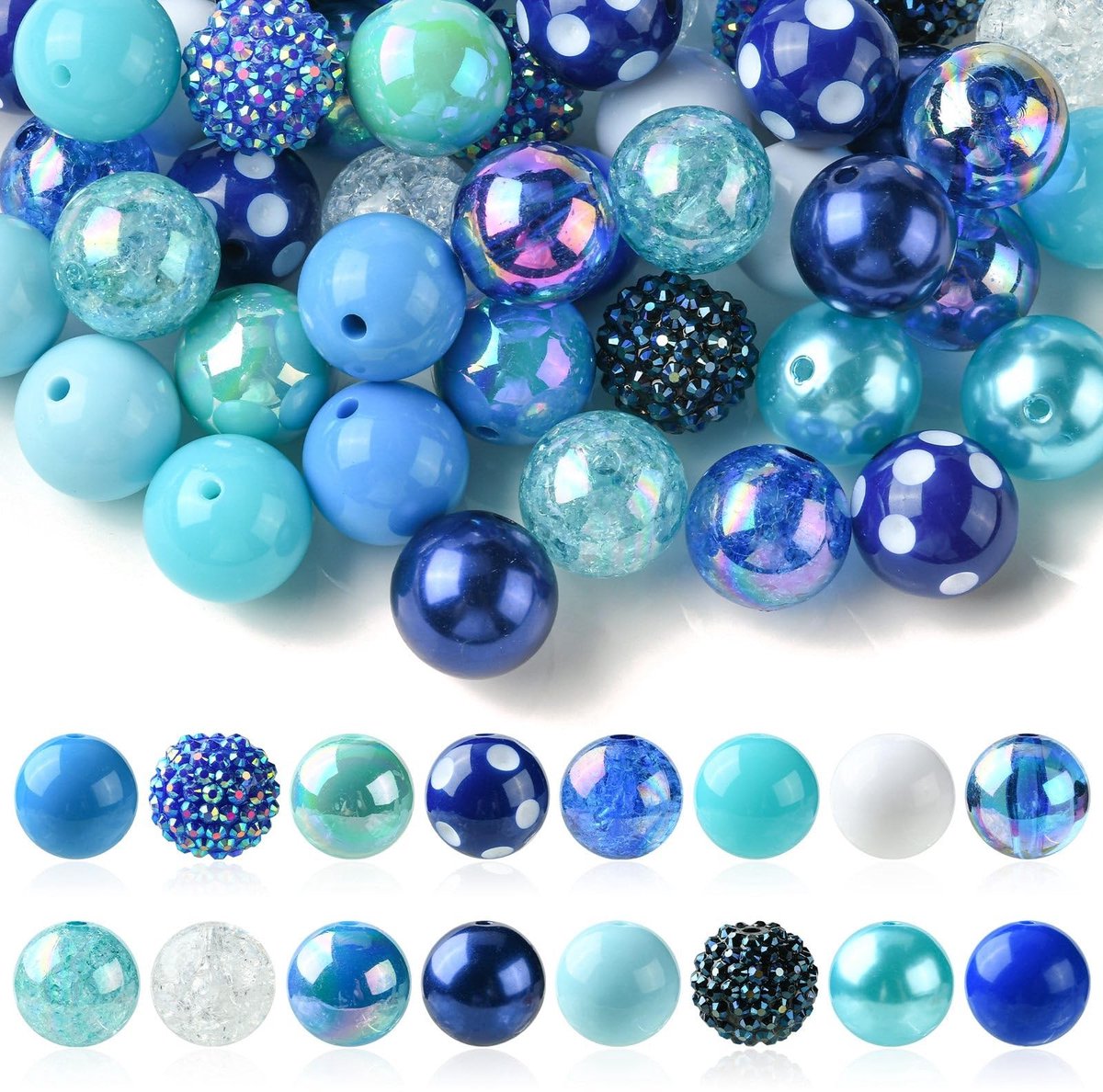 Omgoods - Set van 50 Blauwe Acryl Spacer Kralen voor DIY