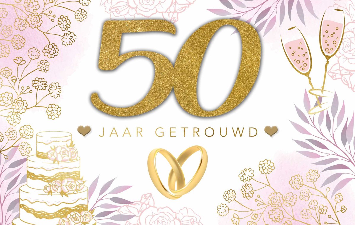 Wenskaart | 6 stuks | Foam 3D 50 jaar getrouwd